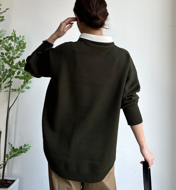  「【WEB限定】配色ダブル衿ニットトップス」|ニット・セーター|