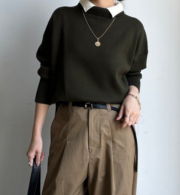  「【WEB限定】配色ダブル衿ニットトップス」|ニット・セーター|