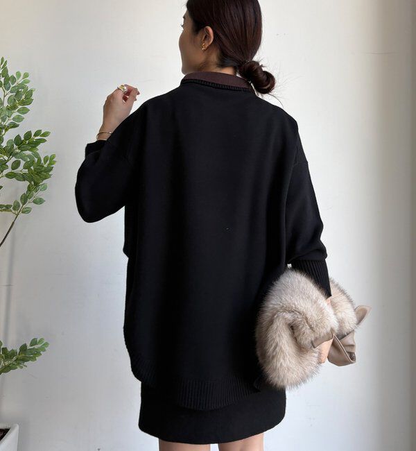  「【WEB限定】配色ダブル衿ニットトップス」|ニット・セーター|