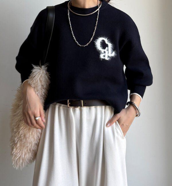  「【新色追加/WEB限定】フェザーロゴニット」|ニット・セーター|ネイビー