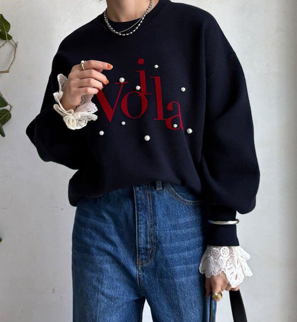  「【WEB限定】パールロゴニットトップス」|ニット・セーター|