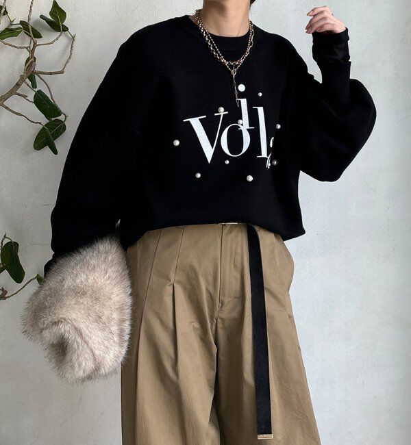  「【WEB限定】パールロゴニットトップス」|ニット・セーター|