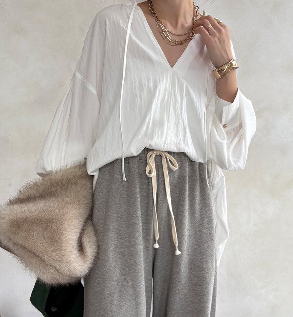  「ギャザーチュニックブラウス」|シャツ・ブラウス|オフホワイト