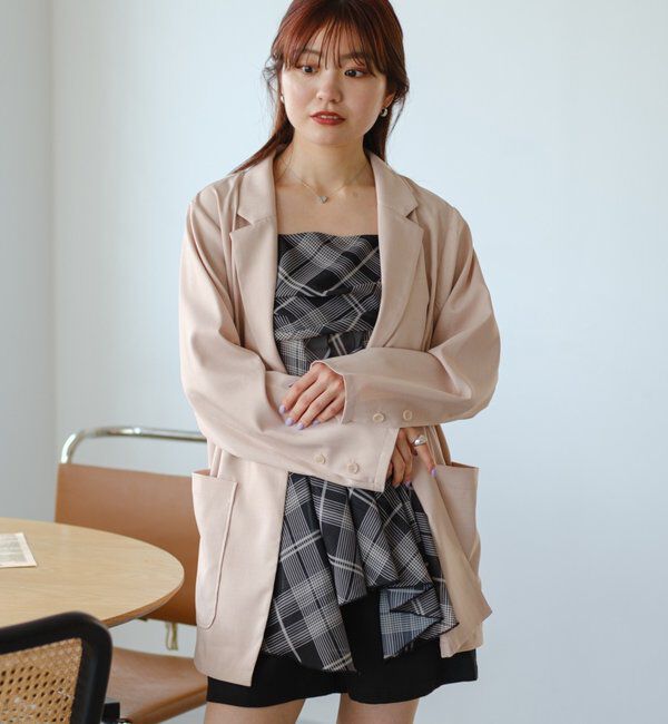  「【4色展開/裏地なし】バックスリットジャケット」|その他|ピンク