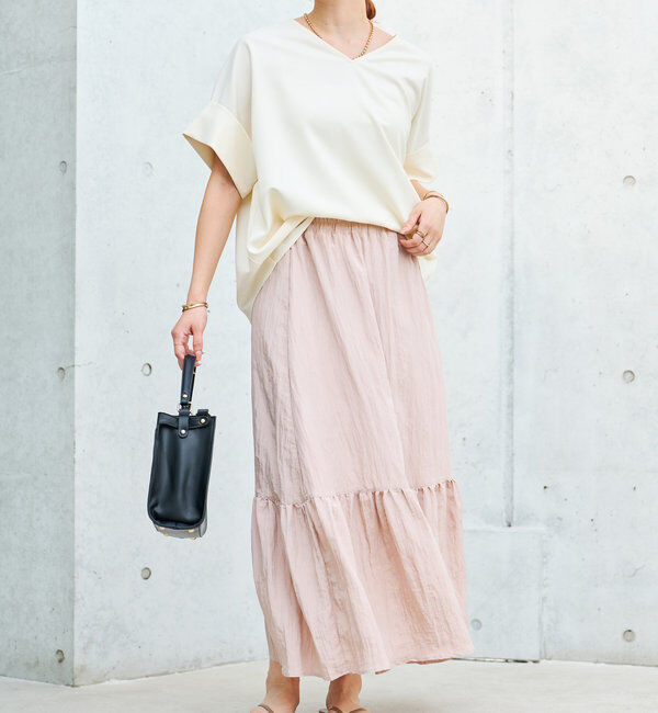  「《ウエストゴムでストレスフリー》ヴィンテージシワ加工スカート」|スカート|