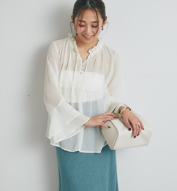  「《大人のふんわり涼しげスタイル》ラメドビースキッパーブラウス」|シャツ・ブラウス|