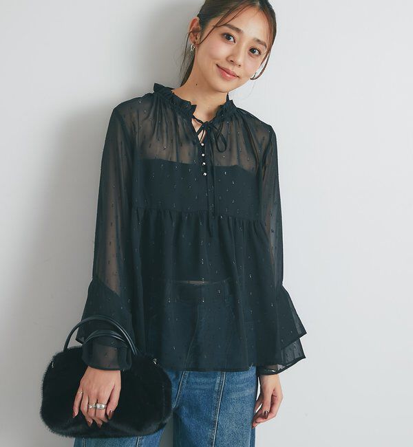  「《大人のふんわり涼しげスタイル》ラメドビースキッパーブラウス」|シャツ・ブラウス|
