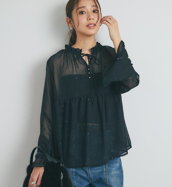  「《大人のふんわり涼しげスタイル》ラメドビースキッパーブラウス」|シャツ・ブラウス|