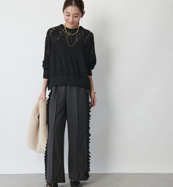  「《コーデのアクセントに◎》カットジョーゼットサイドフリルパンツ」|その他|