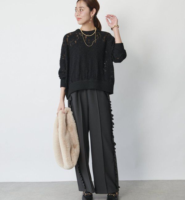  「《コーデのアクセントに◎》カットジョーゼットサイドフリルパンツ」|その他|