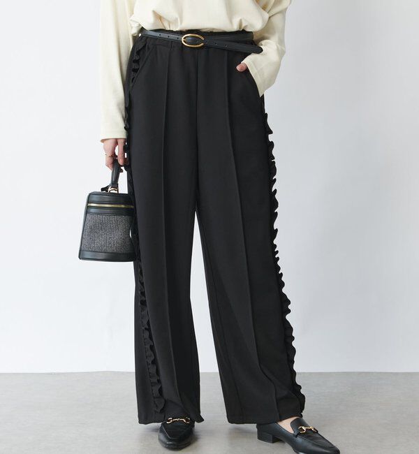  「《コーデのアクセントに◎》カットジョーゼットサイドフリルパンツ」|その他|