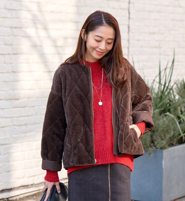  「《2WAY仕様◎》リバーシブルZIPファーキルトブルゾン」|その他|