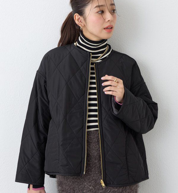  「《2WAY仕様◎》リバーシブルZIPファーキルトブルゾン」|その他|チャコールグレー