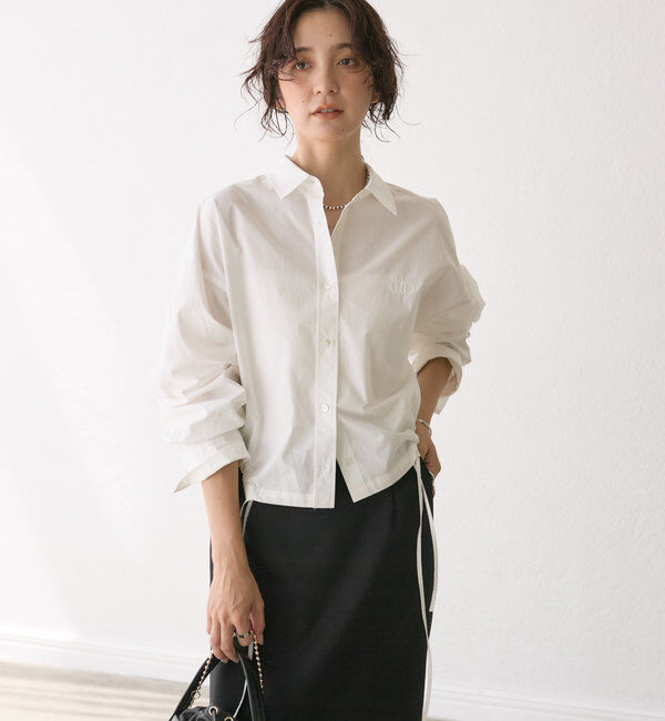  「【トレンドライクなデザイン】ロゴ刺繍ショートシャツ」|シャツ・ブラウス|