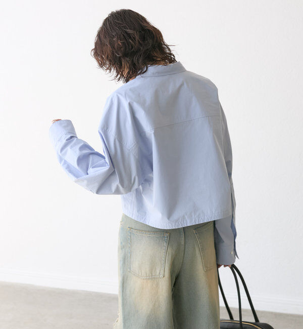  「【トレンドライクなデザイン】ロゴ刺繍ショートシャツ」|シャツ・ブラウス|