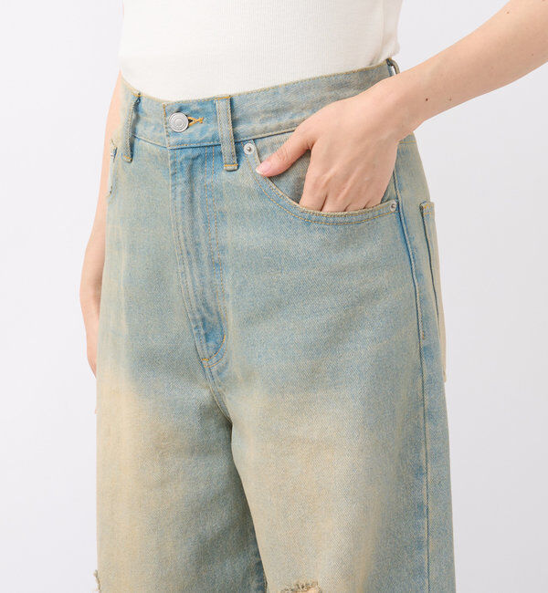  「【MONN.:.(モン)】ハイライズダメージDENIM」|デニム|