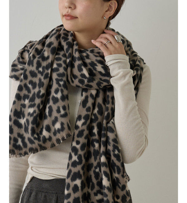  「レオパードストール」|マフラー|グレー