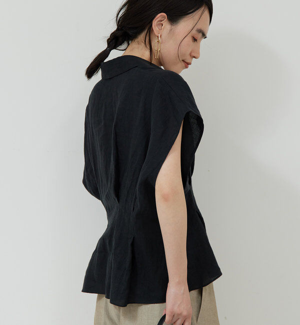  「【大人気ブラウスがリバイバル！】ハーフスリーブウエストシェイプシャツ」|シャツ・ブラウス|
