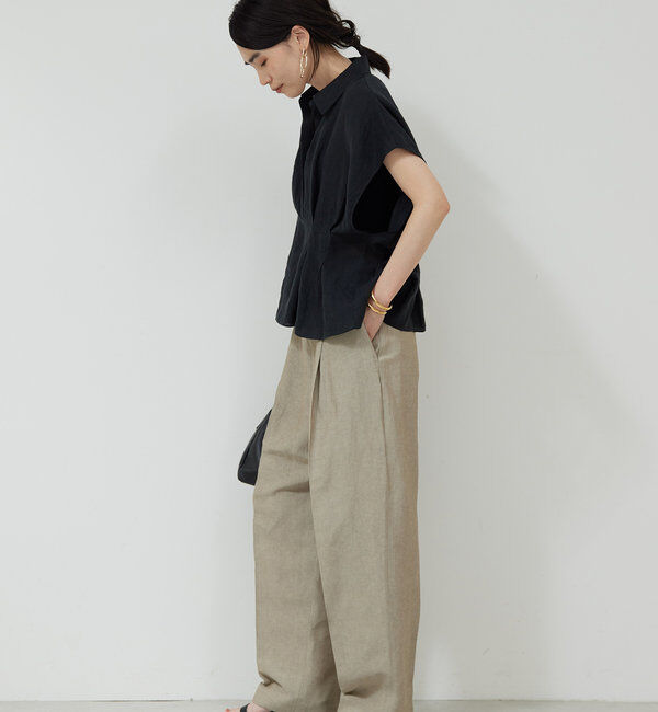  「【大人気ブラウスがリバイバル！】ハーフスリーブウエストシェイプシャツ」|シャツ・ブラウス|