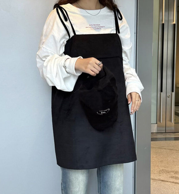  「[mline]シャギーリボンミニワンピ」|ワンピース|