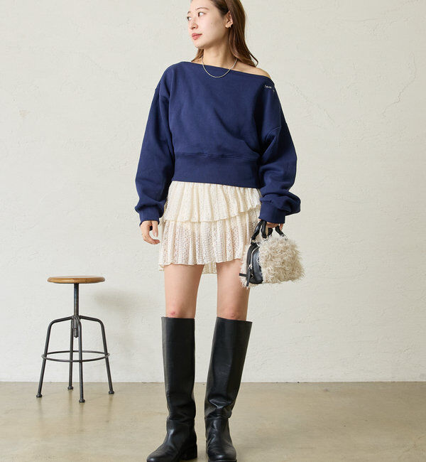  「[mline]ZIPオフショルロゴスウェット」|Tシャツ・カットソー|