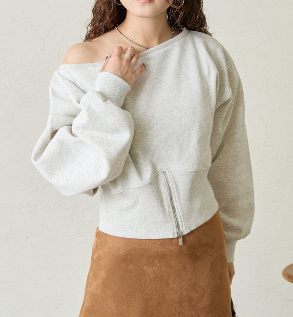  「[mline]ZIPオフショルロゴスウェット」|Tシャツ・カットソー|