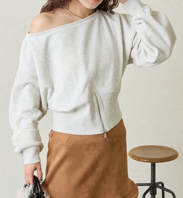  「[mline]ZIPオフショルロゴスウェット」|Tシャツ・カットソー|