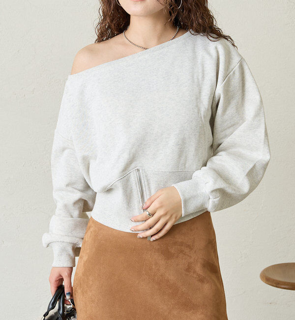 「[mline]ZIPオフショルロゴスウェット」|Tシャツ・カットソー|