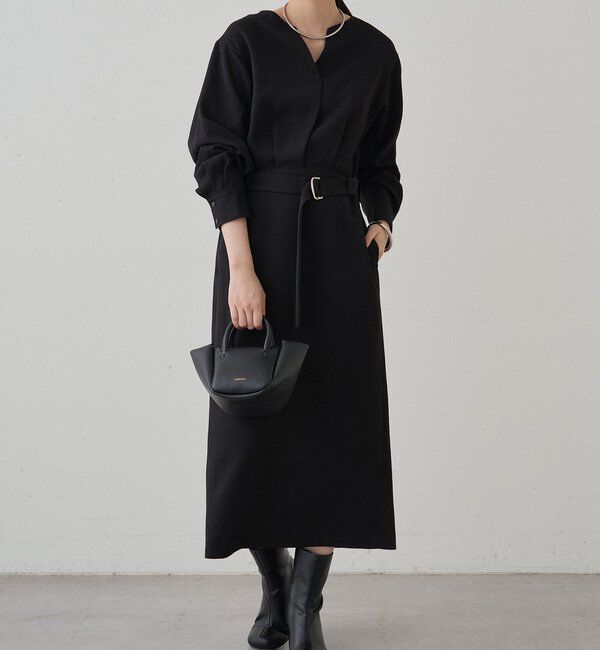  「タックVベルトワンピース」|ワンピース|