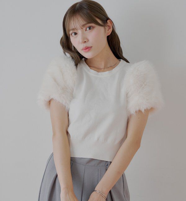  「袖ファー付パフニット」|ニット・セーター|