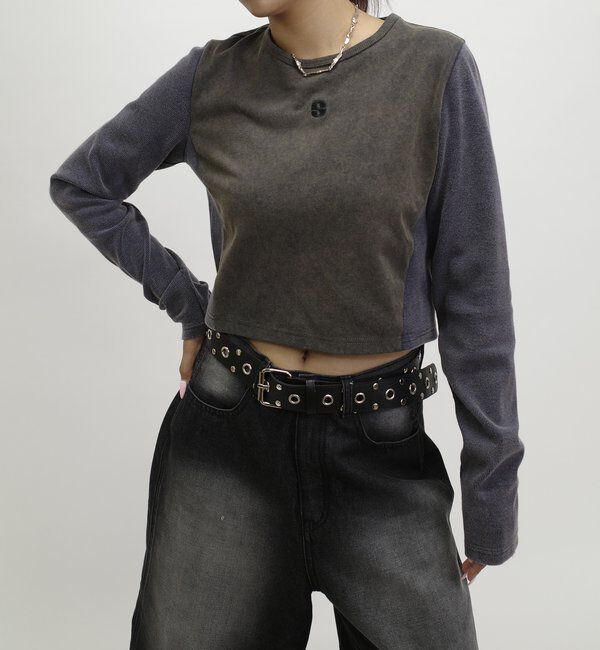  「【SLOPPY/スロッピー】リブ切り替えトップス」|Tシャツ・カットソー|