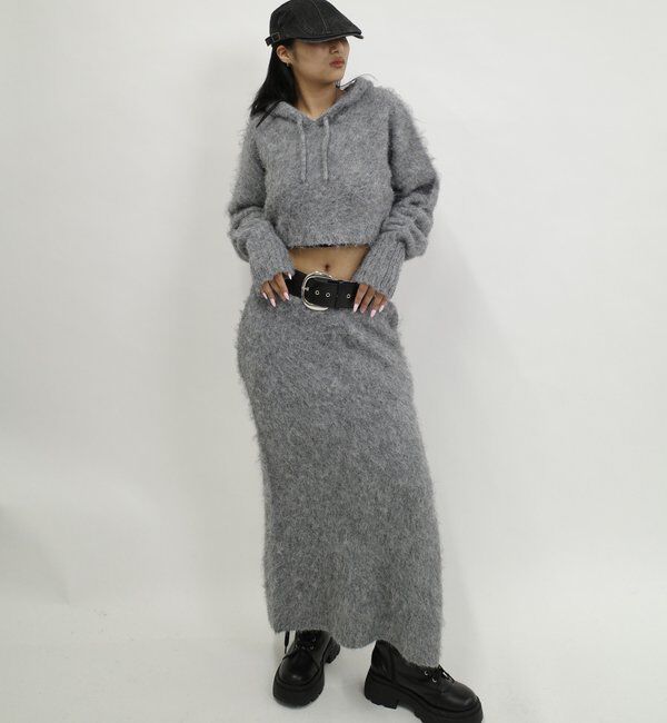  「【WEB限定】モヘアライクニットパーカー」|パーカー|