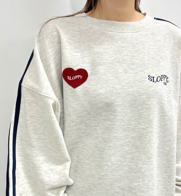  「＊WEB限定【SLOPPY/スロッピー】ハートワッペン裏起毛ラインスウェット」|Tシャツ・カットソー|