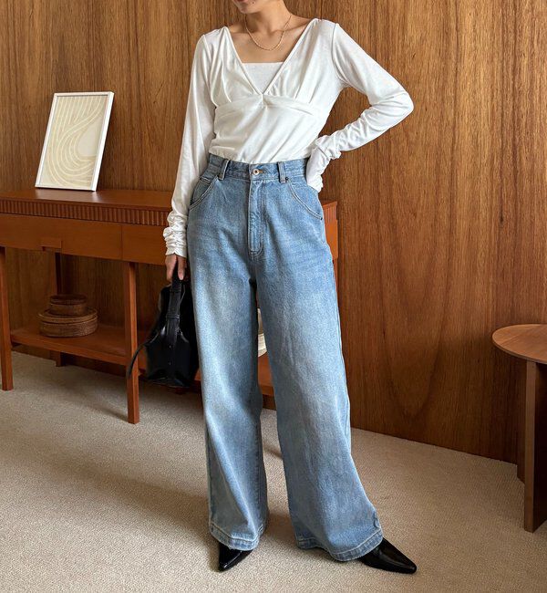  「【WEB限定】深VネックロンT」|Tシャツ・カットソー|