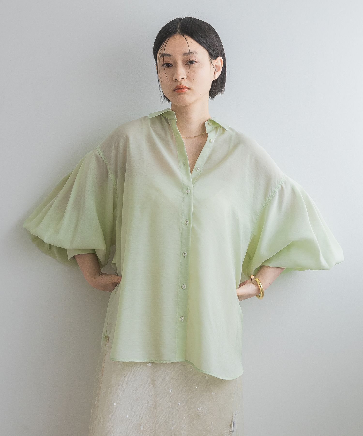 A part by 「シアーオーバーシャツ」|シャツ・ブラウス|ライトグリーン