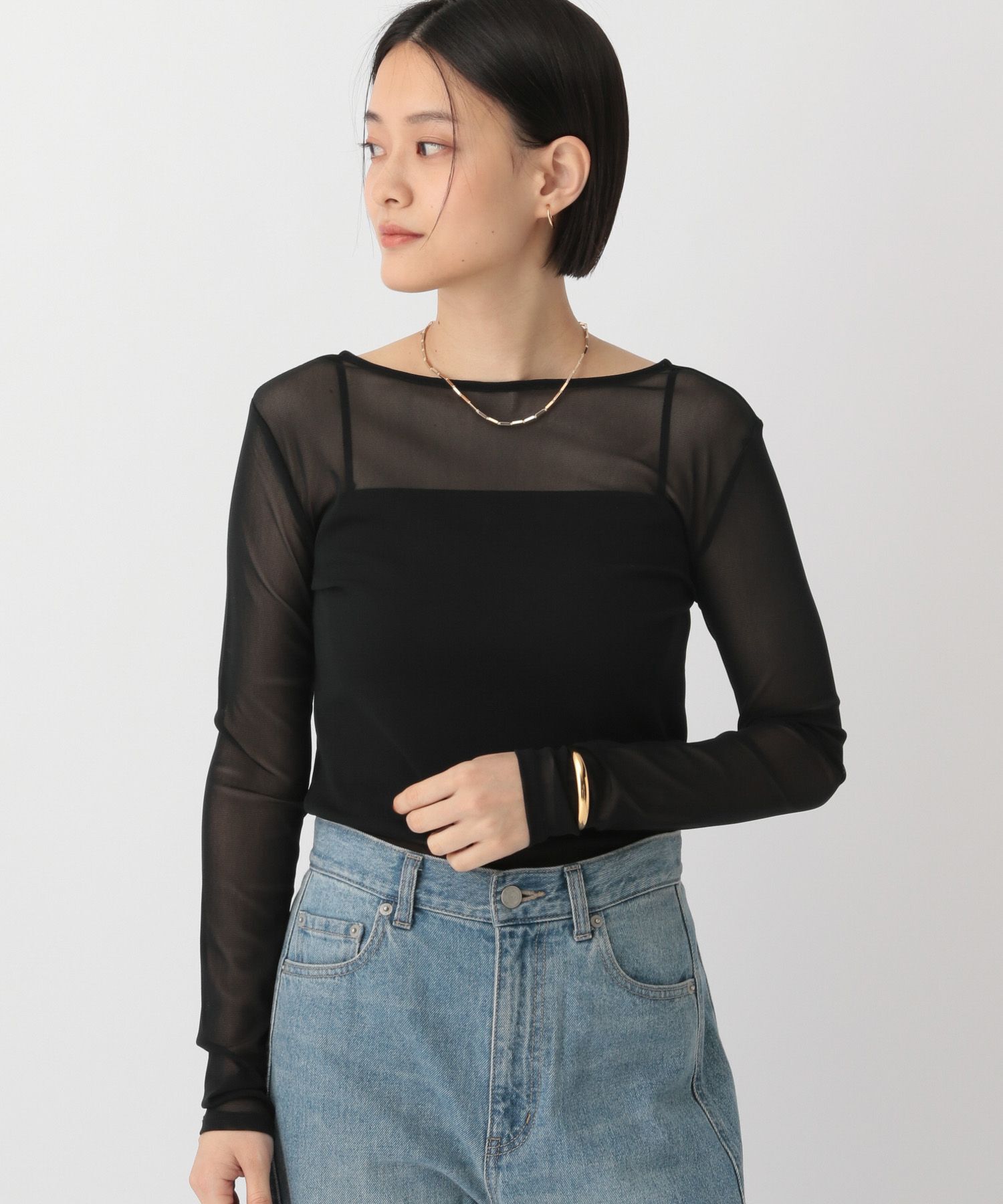 A part by 「チュールタイト_長袖」|Tシャツ・カットソー|ブラック