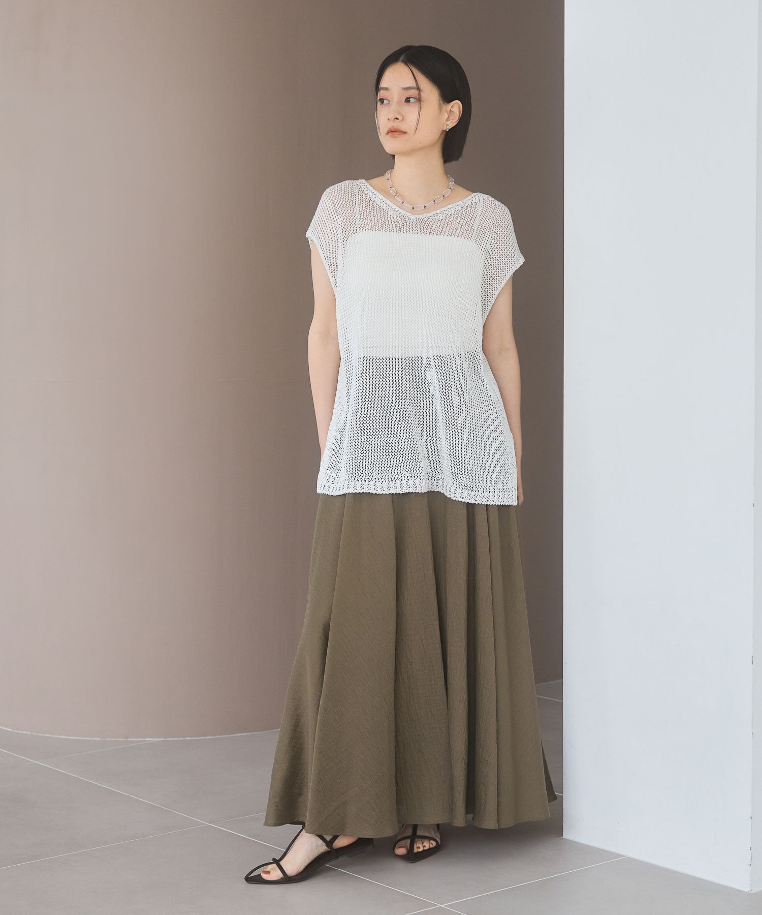 A part by 「リネンコンメッシュプルオーバーフレンチスリーブ」|ニット・セーター|