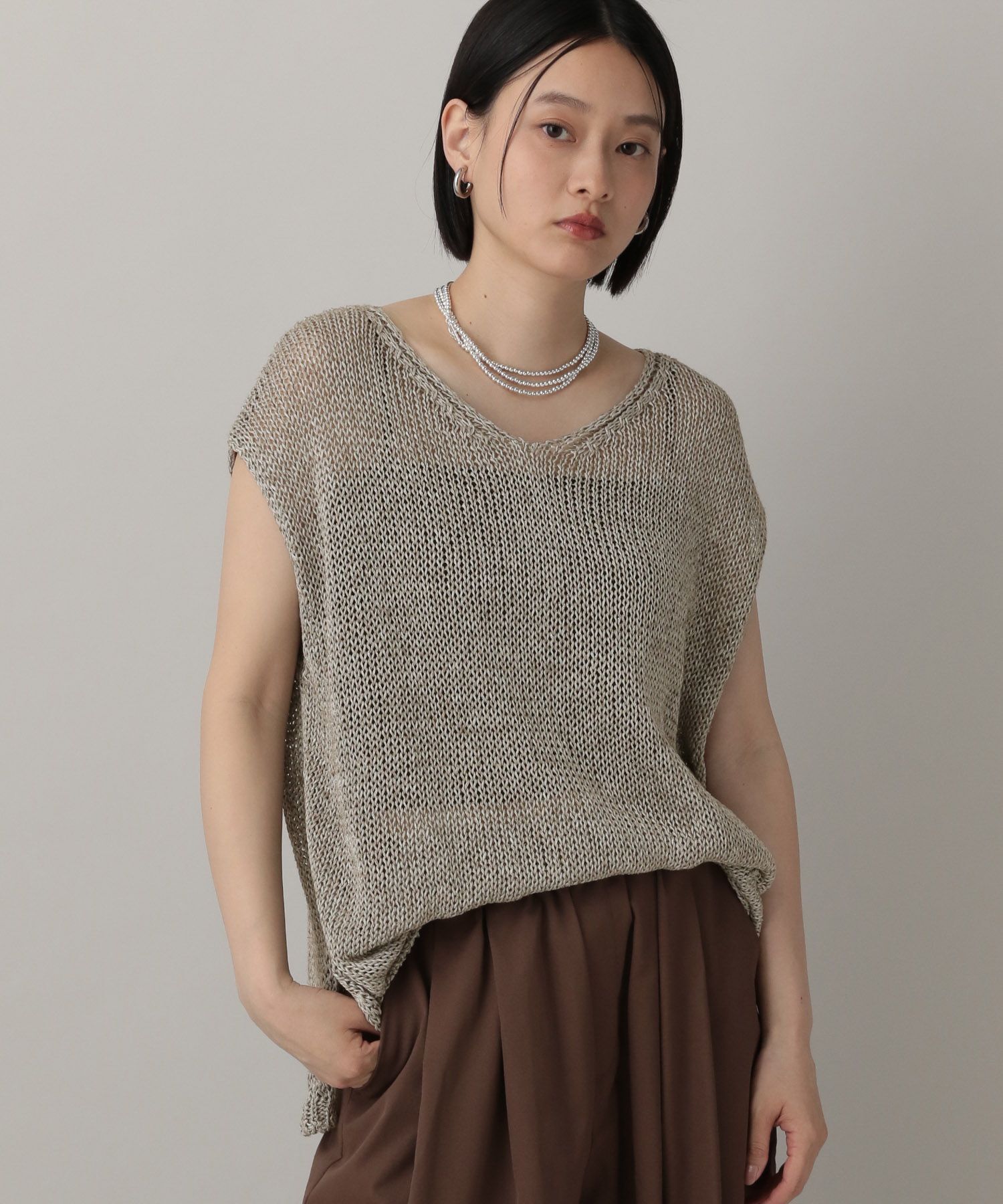 A part by 「リネンコンメッシュプルオーバーフレンチスリーブ」|ニット・セーター|