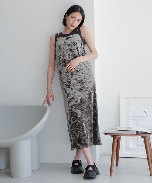 LOWRYS FARM「クラッシュベロアキャミワンピース」|ワンピース|