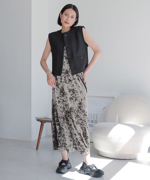 LOWRYS FARM「クラッシュベロアキャミワンピース」|ワンピース|