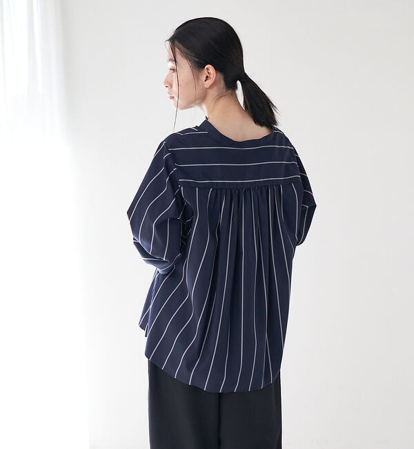 collex「＜手洗い可能＞ ストライプスタンドカラーシャツ」|シャツ・ブラウス|