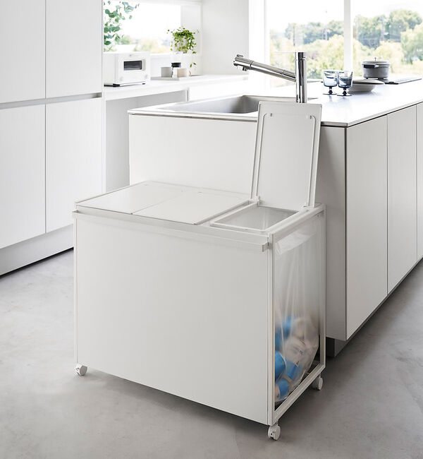 collex「【tower/タワー】蓋付き目隠し分別ダストワゴン 45L 3分別 キッチン ゴ」|その他|ホワイト