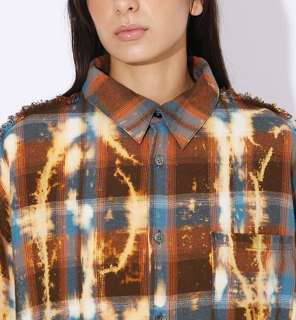 ABAHOUSE「【Revo.】チェック/フリンジ/ブリーチシャツ」|シャツ・ブラウス|