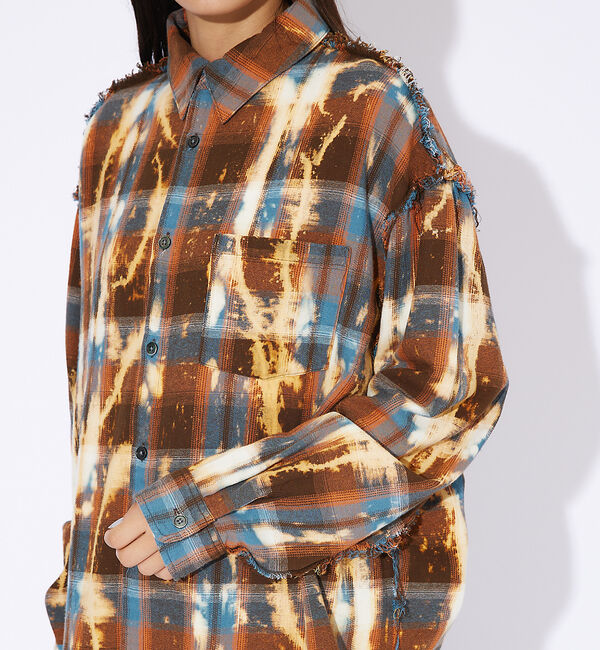 ABAHOUSE「【Revo.】チェック/フリンジ/ブリーチシャツ」|シャツ・ブラウス|