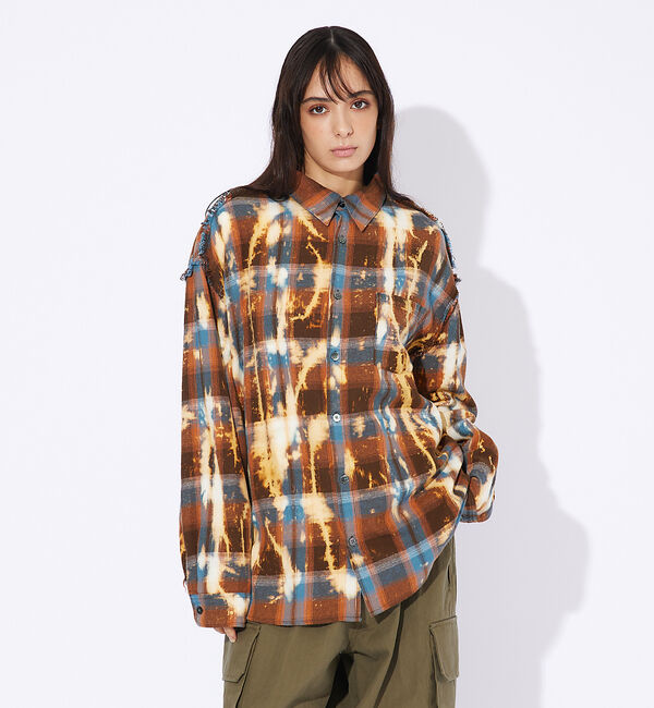 ABAHOUSE「【Revo.】チェック/フリンジ/ブリーチシャツ」|シャツ・ブラウス|