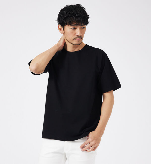 ABAHOUSE「【通年生地使用】シルケット天竺 半袖Tシャツ」|Tシャツ・カットソー|ブラック