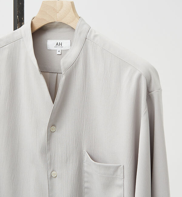 ABAHOUSE「【AH ABAHOUSE】楊柳 キーネック 長袖シャツ / Vネックシャツ」|シャツ・ブラウス|グレージュ