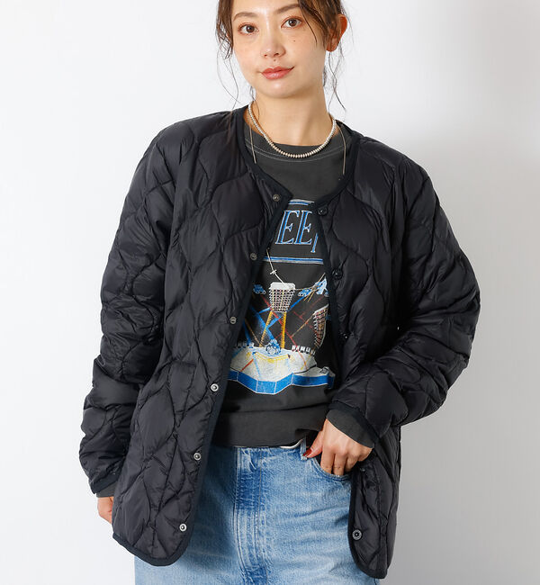 Rouge vif「【TAION / タイオン】ミリタリー クルーネック ダウンジャケット / ソフ」|ダウン|ブラック