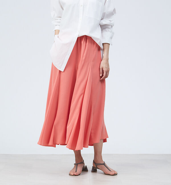 qualite「イレギュラーヘムフレアパンツ」|その他|オレンジ