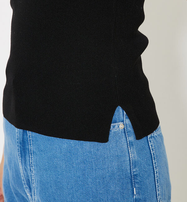 qualite「ラメスクエアノースリーブニット」|キャミソール|